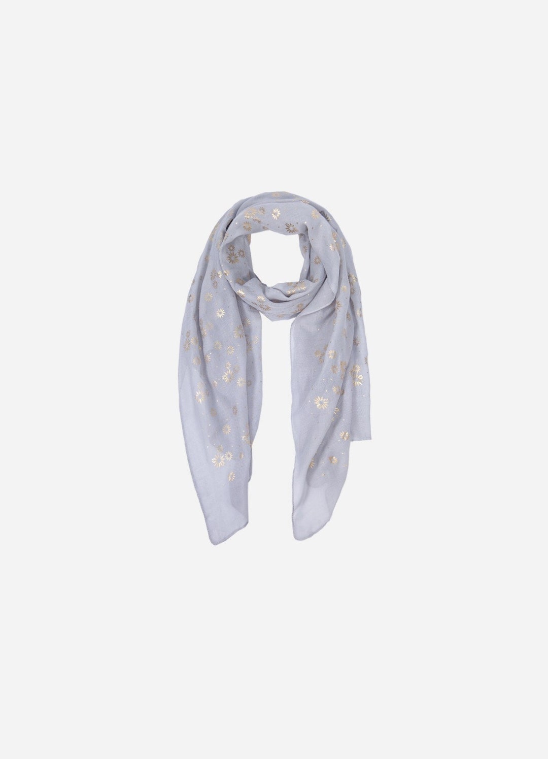 Daisy Scarf, Light Grey Glitter Scarf, Womens Foil Print Scarf, Sparkle ...