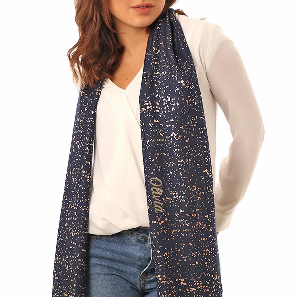 Women's Gold Sparkle Scarf, Personalised Gift for Her, Winter