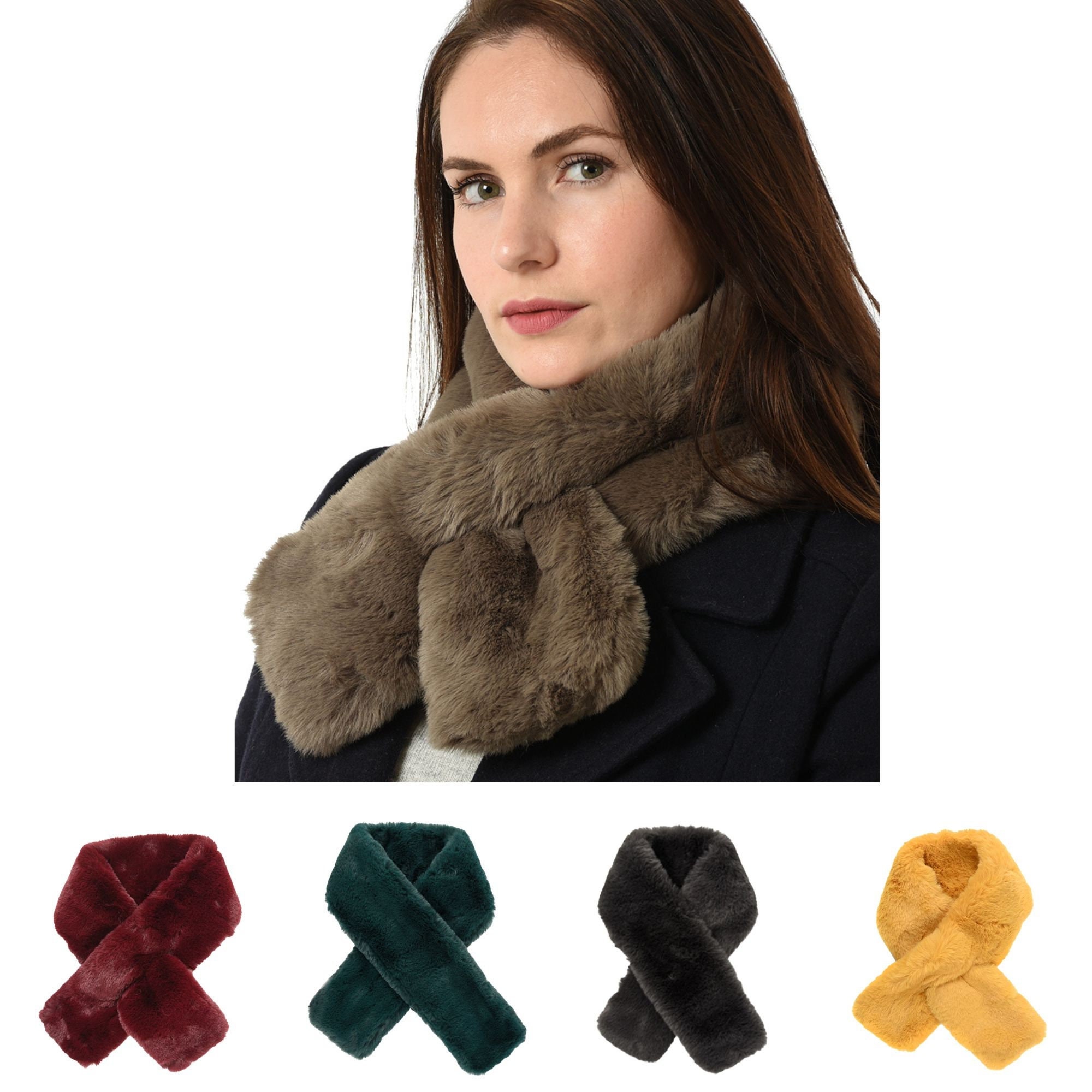  Weimingshop Scarf Winter Thicken Scarf Fur Collar Scarf Faux Rabbit  Fur Scarf Faux Fur Collar Shawl for Women Faux Fur Scarves Neck Shrug for  Fall Winter Coat Dress (Color : A) 