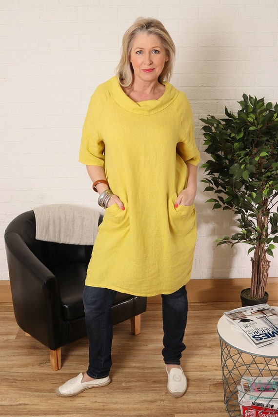 Linen Tunic Linen Top Linen Midi Dress 