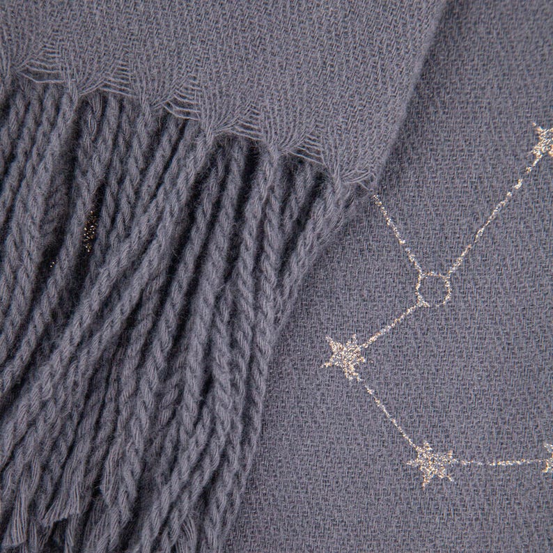 Grey Star Scarf, Personalised Blanket Scarf, Constellation Scarf, Rose Gold Foil Print Scarf, Personalised Gifts for Her, Oversized Scarf image 7