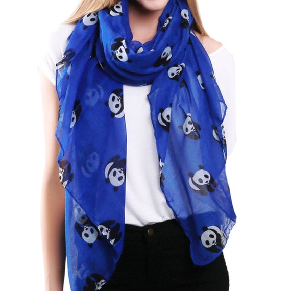 Personalised Panda Scarf Personalized Gifts for Her Blue Scarves