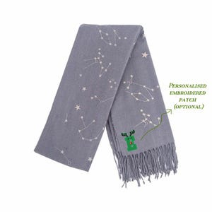 Grey Star Scarf, Personalised Blanket Scarf, Constellation Scarf, Rose Gold Foil Print Scarf, Personalised Gifts for Her, Oversized Scarf image 11
