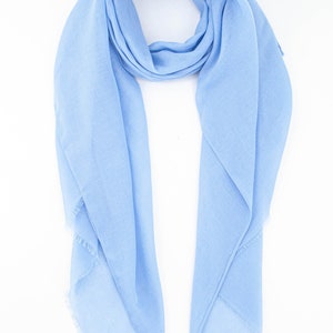 Pale Blue Lightweight Scarf, Mother's Day Gift, Personalised Gift, Solid Colour Scarf, Womens Scarf, Summer Wrap, Sarong, Gift for Her image 3