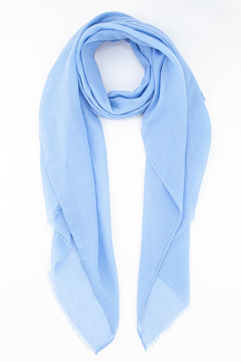 Pale Blue Lightweight Scarf, Mother's Day Gift, Personalised Gift, Solid Colour Scarf, Womens Scarf, Summer Wrap, Sarong, Gift for Her image 3