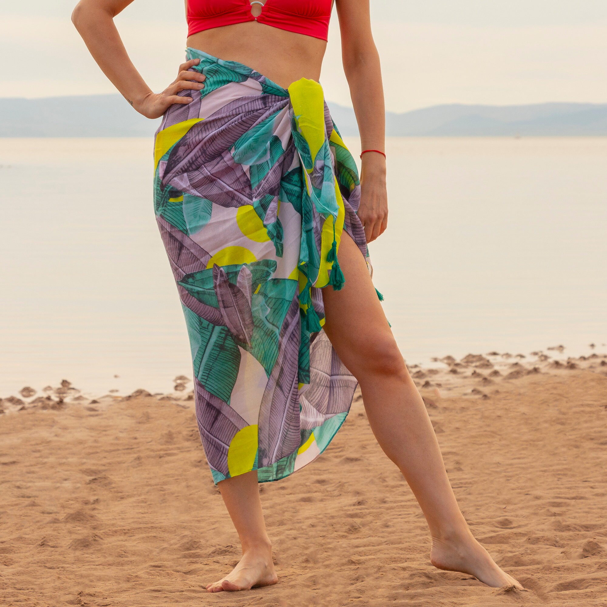 palm leaf beach cover up