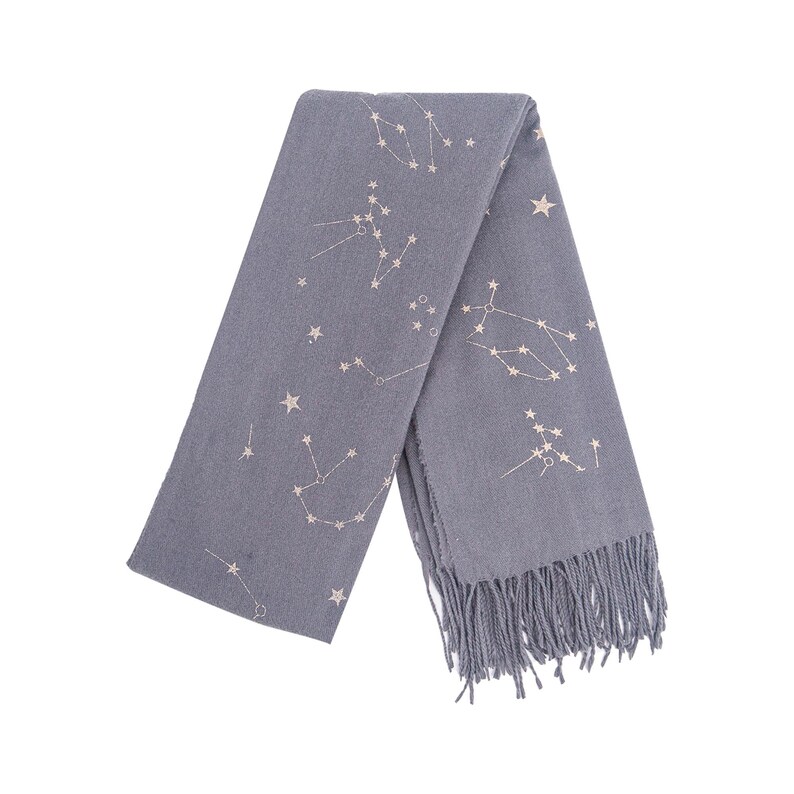 Grey Star Scarf, Personalised Blanket Scarf, Constellation Scarf, Rose Gold Foil Print Scarf, Personalised Gifts for Her, Oversized Scarf image 8