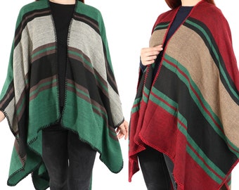 Poncho Women, Green Knit Poncho,  Cape Coat, Bohemian Clothing, Oversized Cardigan, Gift for Her