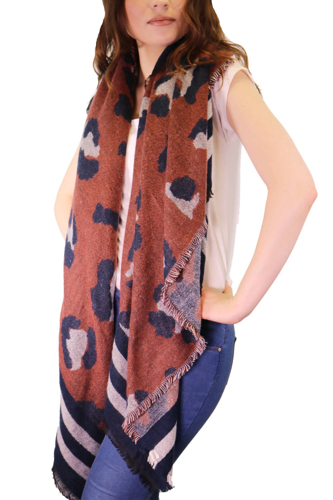 Leopard Print Blanket Scarf Animal Print Blanket Scarf Etsy