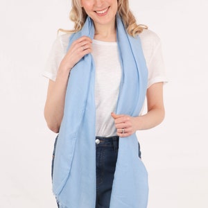 Pale Blue Lightweight Scarf, Mother's Day Gift, Personalised Gift, Solid Colour Scarf, Womens Scarf, Summer Wrap, Sarong, Gift for Her image 4