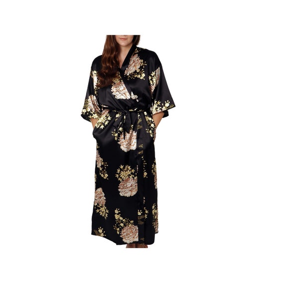 Dressing Gown Peacock Silk Robe Satin Sleepwear Bath Robe Nightwear Sleep  Robe | Wish