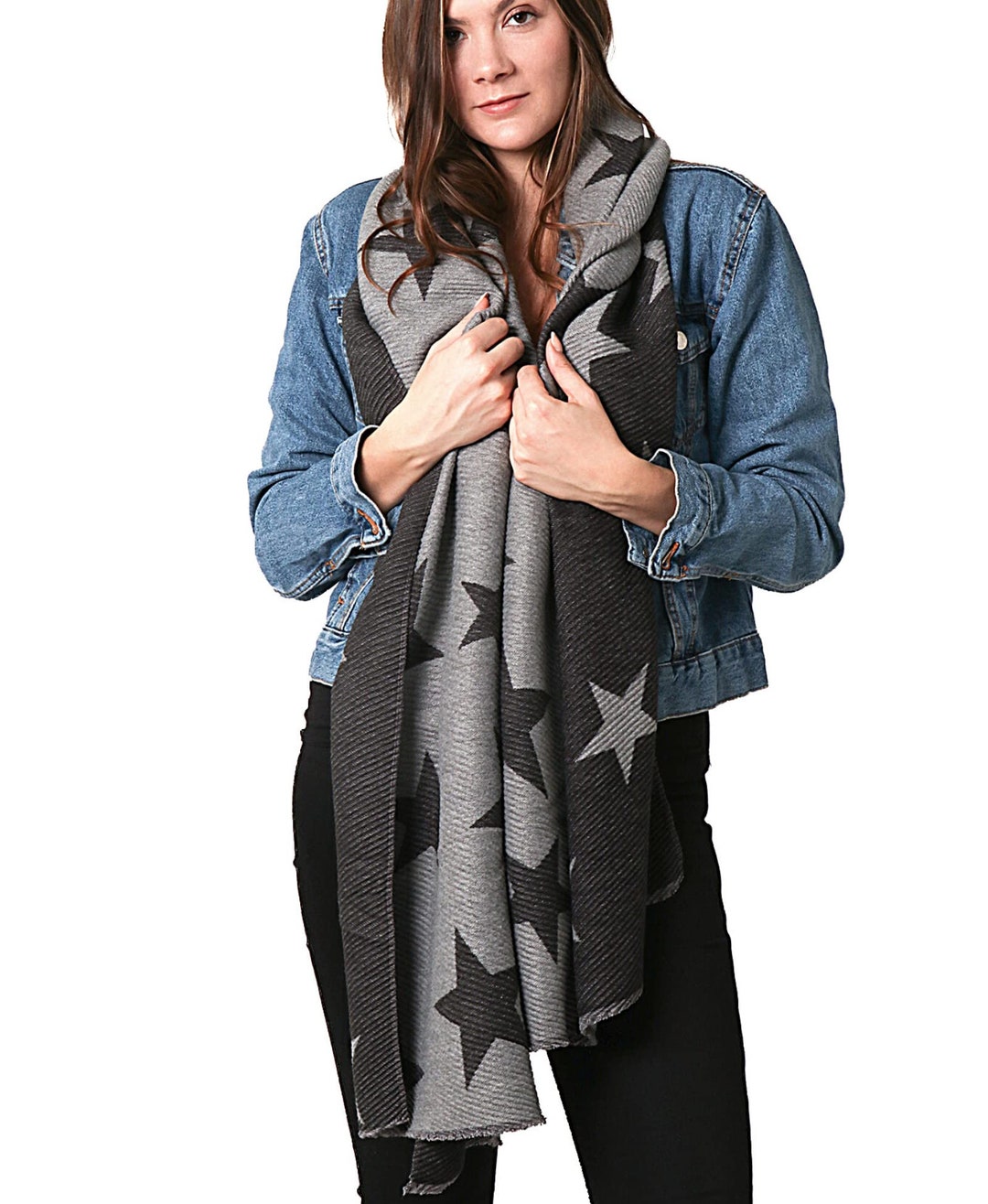 Reversible Star Scarf, Blanket Scarf, Pleated Scarf, Scarves for