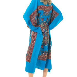 Bohemian Maxi Dress, Womens Blue Dress, Plus Size Dress, Festival Clothing Women, Paisley Print Dress Mandala, Boho Dress, Beach Cover Up image 3