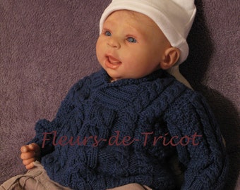 Pull Torsadé pour Bébé Tricoté Main