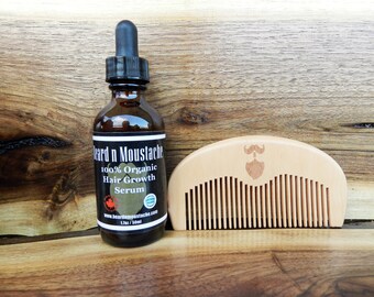 Organic Hair Care Oil Set for Men, Peach Wood Comb, Natural Hair Growth