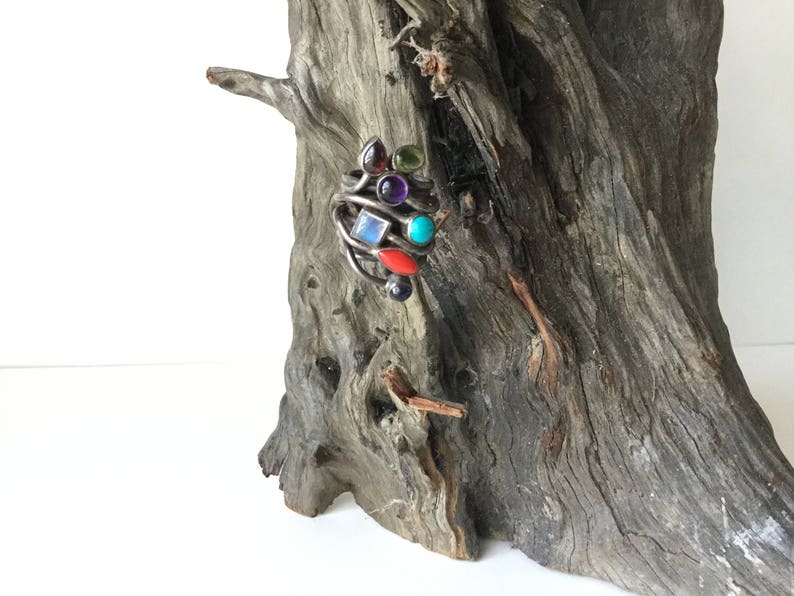 Whimsical Stone and Metal Ring