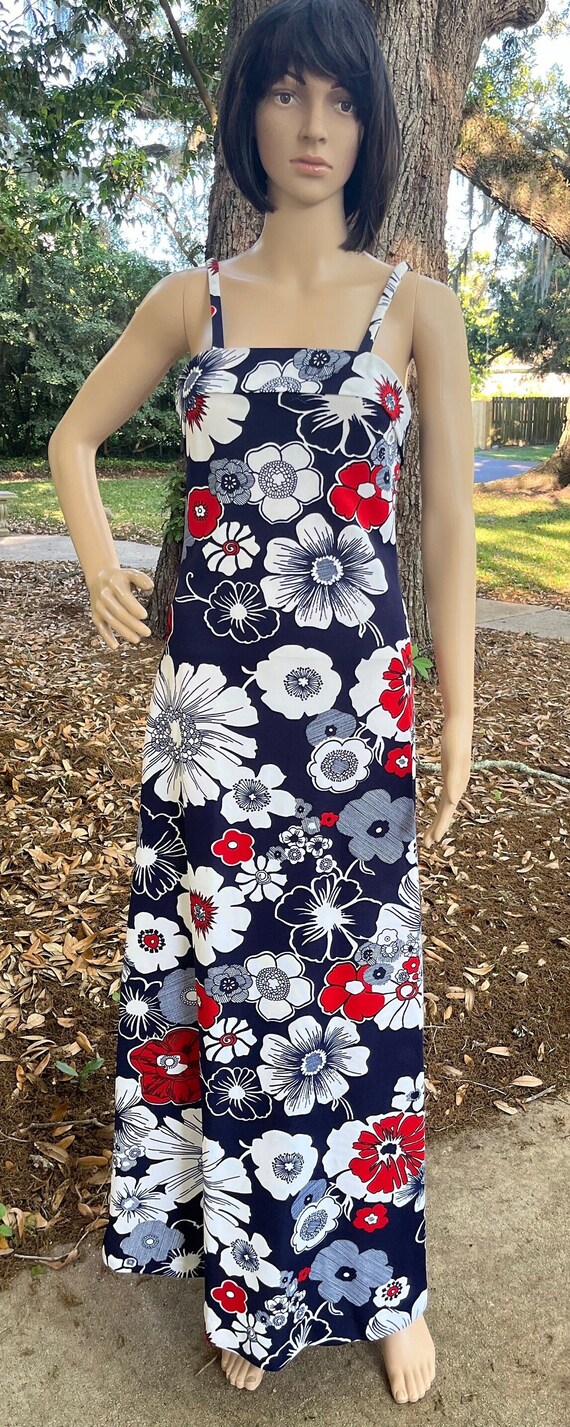 Sears Fashions Red White and Blue Flowered Dress