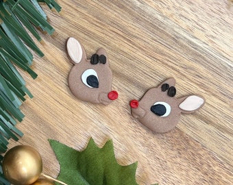 Vintage Rudolph Earrings, Rudolph the Red Nose Reindeer, Handmade Earrings, Christmas Earrings, Holiday Earrings, Lightweight, Gift Ideas