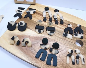 Handmade Tortoise Shell Polymer Clay Earrings: Lightweight Statement Jewelry