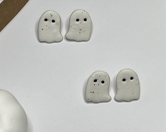 Polymer Clay Ghost Studs, Halloween Earrings, Mini Ghosts, Stud Earrings, Handmade, Lightweight, Hypoallergenic