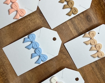 Bow Earrings, Handmade Polymer Clay Earrings, Stud Earrings, Hypoallergenic, Lightweight, Bows, Gift Idea