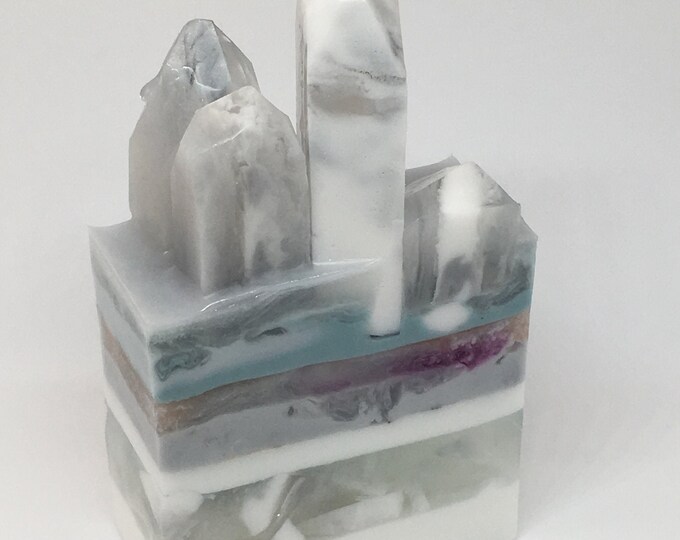 Crystal Quartz Soap, Gemstone Soap, Glycerin, Shea Butter Soap, Relaxing, Unique, Crystal, Artisan Soap, Gift, Handmade Soap, A Sea of Soaps