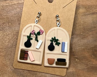 Bookcase Earrings, Handmade Polymer Clay, Book Lovers, Lightweight, Hypoallergenic, Librarian Gift