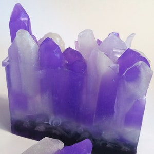 Amethyst Crystal Soap, Handmade Artisan Soap, Small Batch Soap, Gemstone Soap, Glycerin Soap, Amethsyst, A Sea of Soaps, Tropical Scent image 4