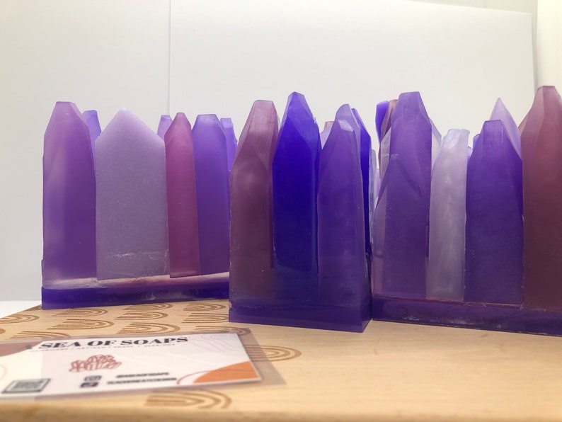 Amethyst Crystal Soap, Handmade Artisan Soap, Small Batch Soap, Gemstone Soap, Glycerin Soap, Amethsyst, A Sea of Soaps, Tropical Scent image 8