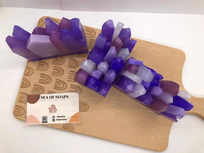 Amethyst Crystal Soap, Handmade Artisan Soap, Small Batch Soap, Gemstone Soap, Glycerin Soap, Amethsyst, A Sea of Soaps, Tropical Scent image 7