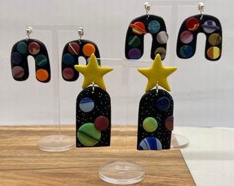 Galaxy Earrings | Polymer Clay Earrings | Lightweight | Teacher Earrings | Mrs. Frizzle | Galaxy | Planet Earrings | NASA Inspired | Unique