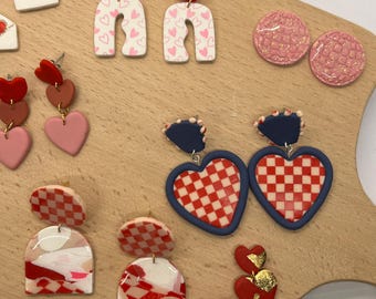 Handmade Polymer Clay Heart Earrings: Valentine's Day Jewelry