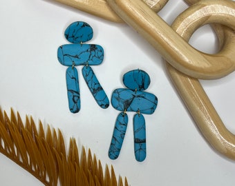 Turquoise Western Boho Polymer Clay Earrings