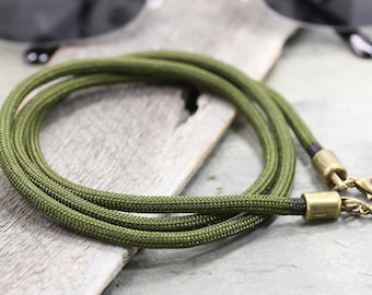Army Green Sunglasses Holder Cord, Mil Spec Paracord eyeglass chain, Reading glasses strap, Made in USA, Eyeglass Lanyard, Hunter Outdoor