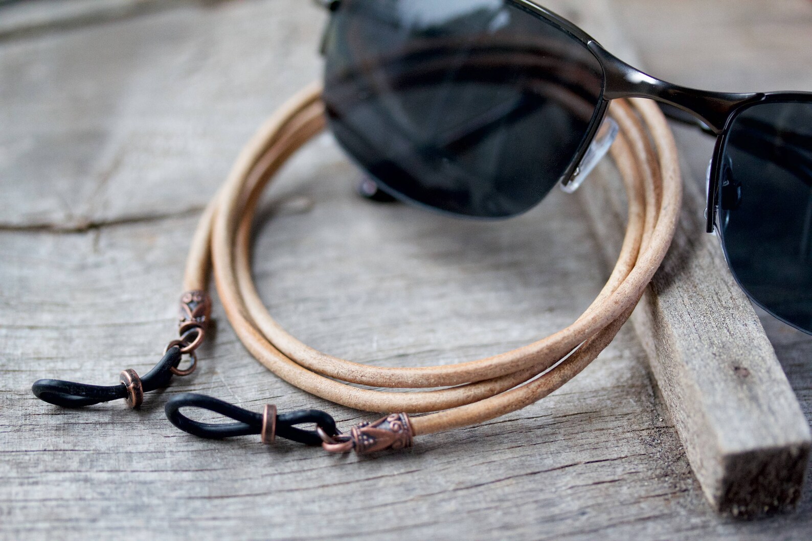 Black Leather Eyeglass Chain Mens Sunglasses Holder Strap Etsy UK