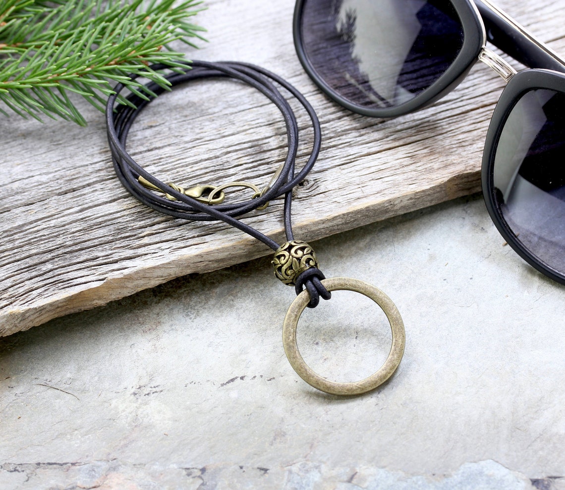 Boho Eyeglass Loop Leather Brass Rustic Eyeglass Holder Etsy