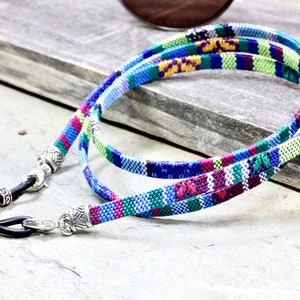 Colorful Tribal Sunglasses Chain, Woven Eyeglass Holder Strap