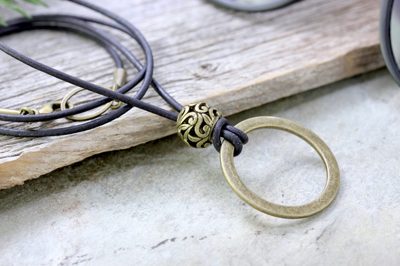 Boho Eyeglass Loop Leather Brass Rustic Eyeglass Holder Etsy