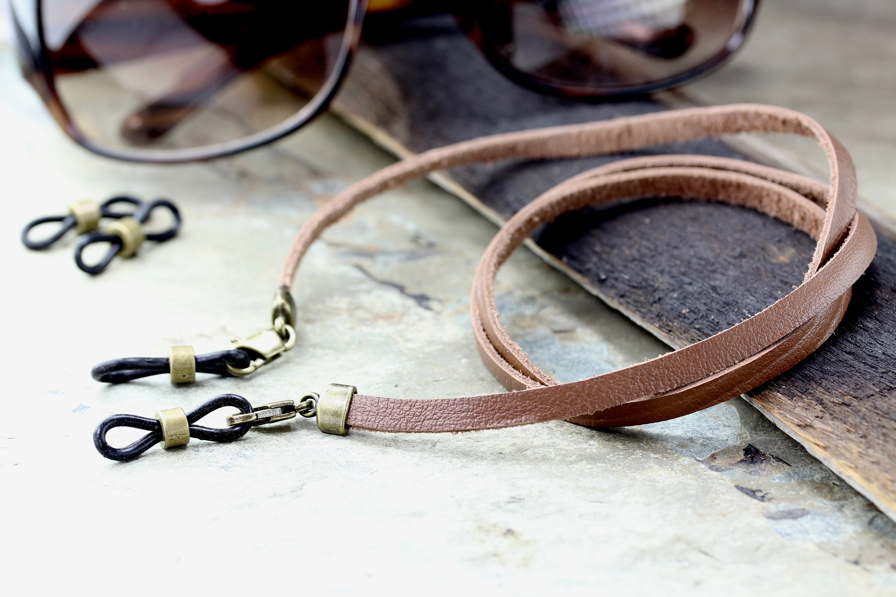 Leather eyeglass chain on sale