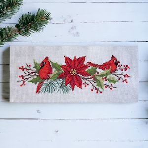 Weihnachtsvogel Kardinäle, Kardinal Tischläufer Muster, Weihnachtsstern Kreuzstich Muster PDF, Weihnachtsstern Blume
