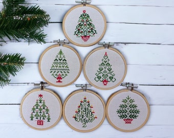 Set of 6 Christmas Trees  Cross Stitch Pattern