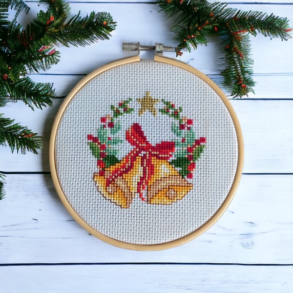 Christmas Bells Cross Stitch Pattern, trChristmas ornaments cross stitch, Christmas tree cross stitch, Winter cross stitch, Digital PDF