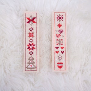 Christmas bookmark cross stitch pattern, PDF download chart