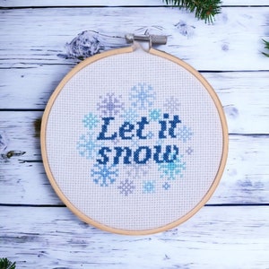 Let it Snow and Snowflakes Cross Stitch Pattern, Christmas Cross Stitch Hanging Ornamens &quot;Let it snow&quot;