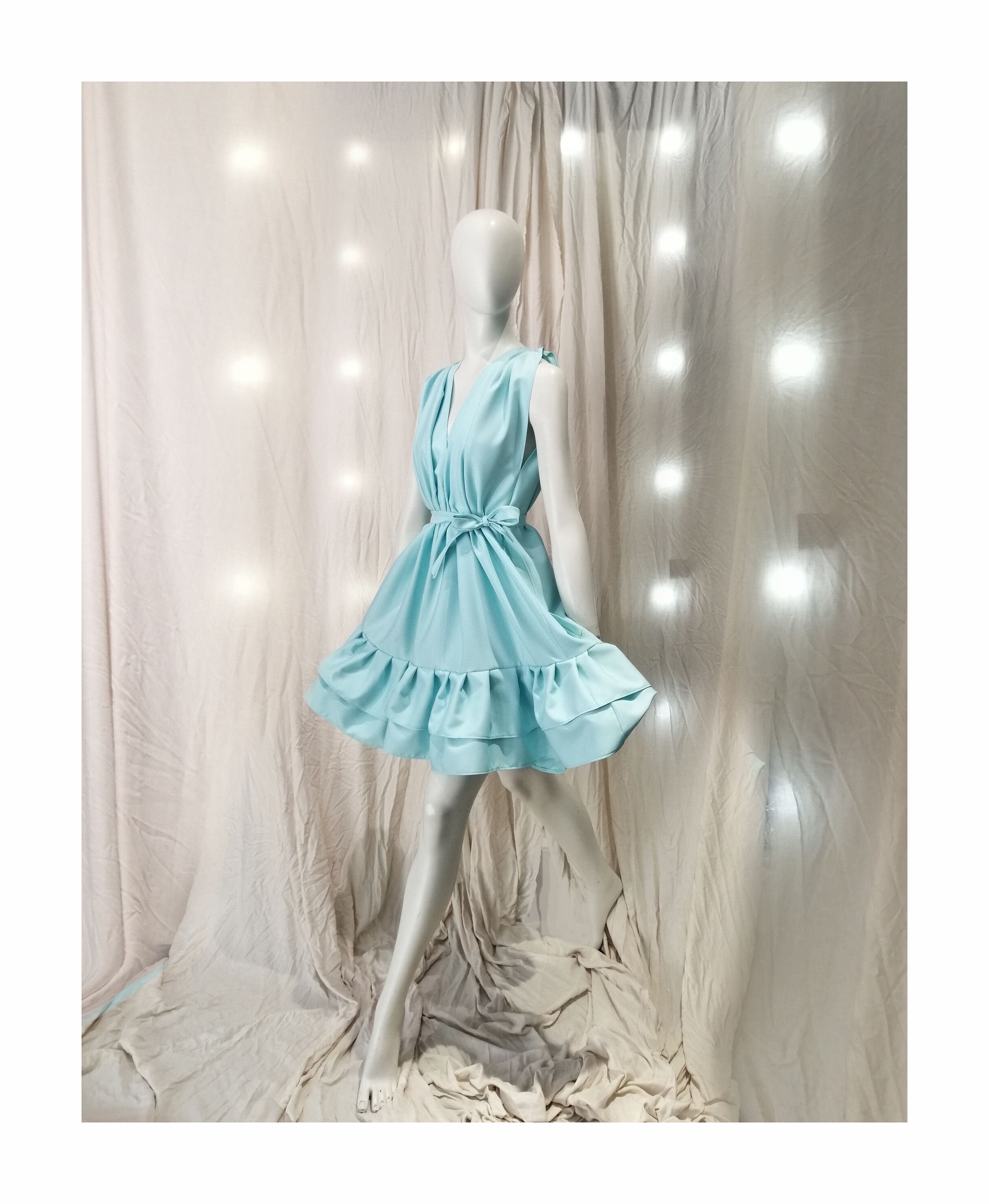 Light Blue Short Dress One Size Summer 