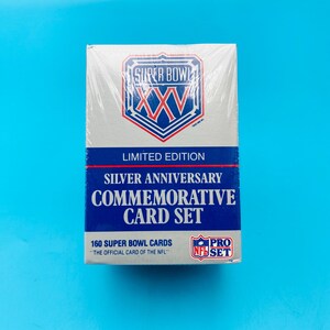 Conjunto de cartões comemorativos da edição limitada do Super Bowl XXV lacrado de fábrica