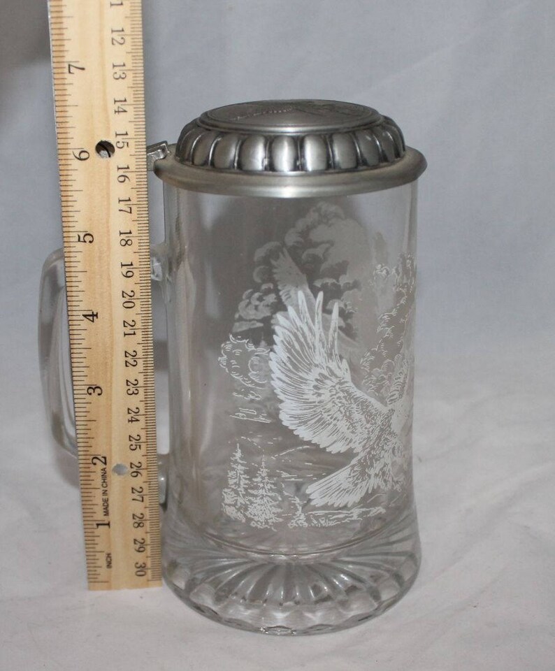 Glass Stein with Fine Pewter Tin lid Etsy