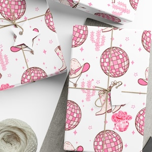 Gift Wrap Paper, Disco Cowgirl, Cowgirl Wrapping Paper, Nash Bash, Cowgirl Coquette Wrapping Paper