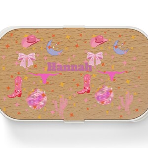 Cowgirl Bento Lunch Box - Custom Name Option, Pink Disco Personalized Bento Lunch Box, Kids Lunch Box, Back to school, Gift for girl
