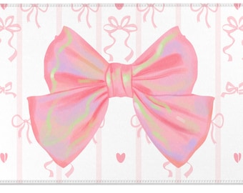 Chic Pink Bow Area Rug - Coquette Aesthetic Rug, Bows, Gift for her, Trendy Rug, Cute Decor for Kids' Rooms, Playrooms